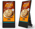 43 inch Rechargeable Portable Outdoor Digital Signage Displays, 2K FHD, IP65 Waterproof, Smart LCD Split Screen, Brightness Auto-Adjustment Movable Advertising Kiosk with Android OS