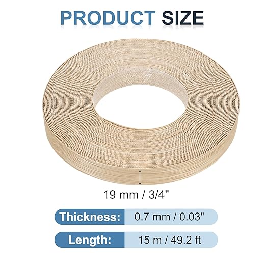 PATIKIL White Oak Edge Banding, 3/4 in x 49.2 ft Wood Veneer Tape, Pre-glued Flexible