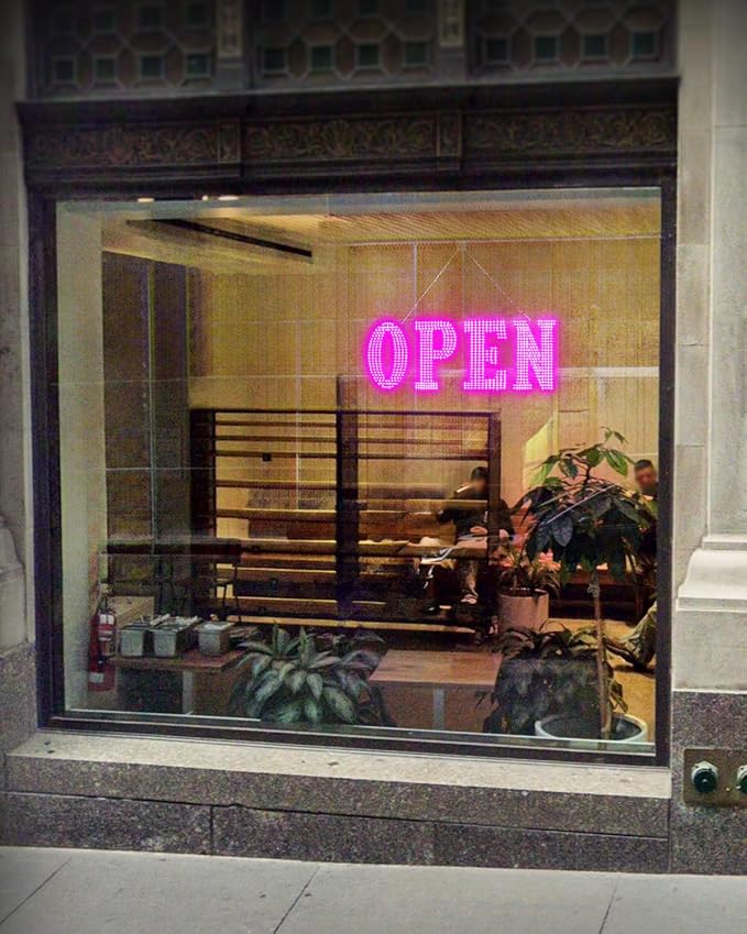 Open Sign for Business, 30"x10" Jumbo Open Sign with Timer and Remote Control, Dynamic Light Modes Led Signs for Storefront Window Bar Salon Cafes Retail Shops Pink