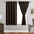 JIUZHEN Blackout Curtains for Bedroom - Thermal Insulated Room Darkening Noise Reducing, 52 x 45 Inch Length Curtains for Living Room, Set of 2 Panels with Tiebacks, Brown