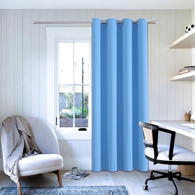 ChrisDowa Grommet Blackout Curtains for Bedroom - Thermal Insulated Room Darkening Curtains for Living Room (1 Panel Set, Sky Blue, 52W x 72L)