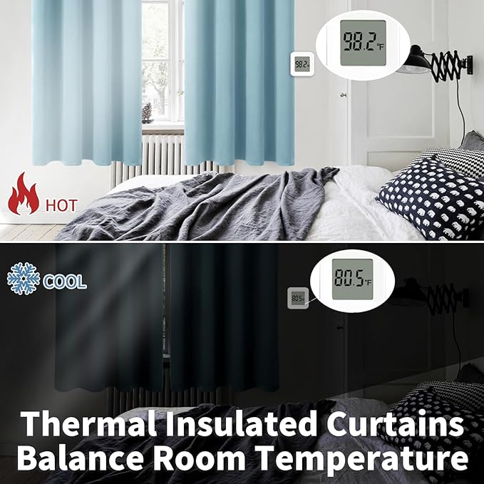 BGment Room Darkening Curtains 63 Inches Long - Grommet Thermal Insulated Drapes Window Treatment Curtains for Bedroom, 2 Panels, 52 x 63 Inch, Greyish Blue