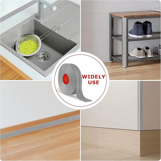 Flexible Wall Corner Protector Moulding Trim Peel and Stick Wall Corner Guards Edge Protector Self Adhesive Molding Trim Strip for Edge Ceiling (Light Gray Wood Grain, 1.6 in x 10 Ft)