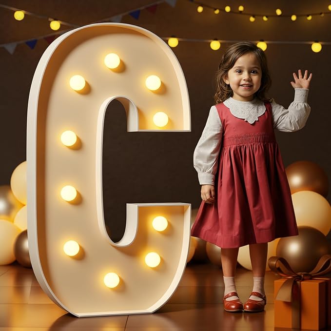 Marquee Letters 4 Feet Tall Large Light Up Letters C Happy Birthday Decorations Marry Me Engagement Party Decor Yellow Light Birthday Decorations Balloon Arch Kit Foam Sign C