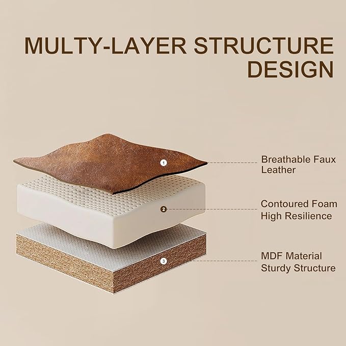 Furnimart Faux Leather Bench Ottoman, Tufted Button Bedroom Benches Footrest Stool in Solid Wood Legs, Long and Dining Bench, Indoor Bench for Entryway Living Room Bedroom (Leather-Darkbrown)