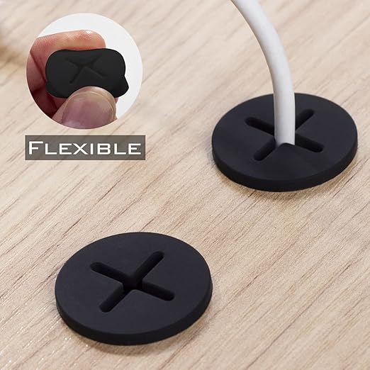 Cable Cord Grommet 3/4 Inch Flexible Wire Rubber Grommets for Desk and Other Furnitures Wire Hole Cover Cable Management Wire Organizer Cable Pass Through (8 Pack), Black Color
