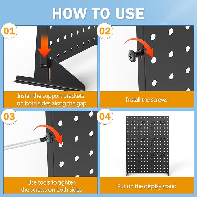 2 Pcs Metal Pegboard Display Stand with 24 Peg Hooks for Retail Crafe Shows&Fairs,Black Merchandise Display Rack for Seling Accessories,Display Stands for Boutique,Stores(16*12 inch)