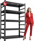 Garage Shelving Units, Heavy Duty 5-Tier Storage Shelves, Metal Adjustable Storage Rack, Steel Shelves, 2750 lbs Capacity, Industrial Shelving for Heavy Tools (Black, 16"Dx36"Wx70"H, 5-tier)