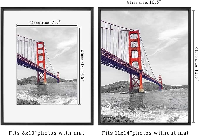 Frametory, 11x14 Metal Picture Frame with Mat for 8x10 Picture & Real Glass, Aluminum Photo Frame Collection (Black, 1 Pack)
