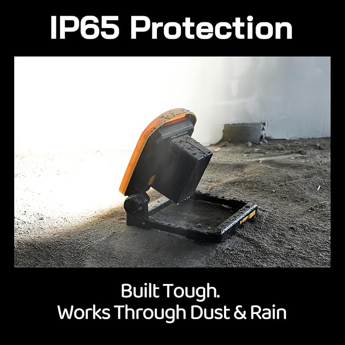 7000LM 45W Waterproof Cordless LED Work Flood Light, Compatible for Dewalt Makita 20V Milwaukee 18V m18 Rechargeable Lithium Tool Battery,Portabale for Construction Jobsite