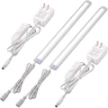 Under Cabinet LED Light Bar 12", Single Closet Light for Kitchen Counter Shelf Cupboard, Display Cases Back Lighting, 120V Wall Plug in, On Off Switch, 2 Light Bars, White Wires, Daylight