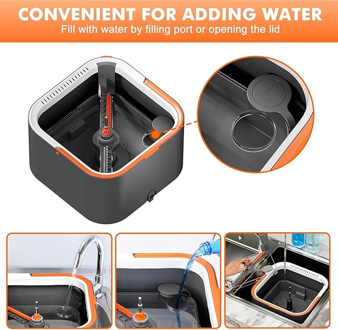 KZKR Upgraded Spin Mop and Bucket Set, Separate Clean and Dirty Water System, 360° Foldable Square Mop Head with Washable Microfibe Mops Pad, Detachable Bucket for Home Floor Cleaning