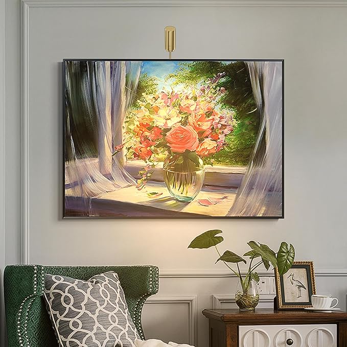 2 Pack Zoomable Picture Light Spotlight,Plug in LED Picture Lights for Wall 3000K Photo Frame Light with Remote Control Art Lighting for Paintings Gold Mini Accent Spotlights for Gallery