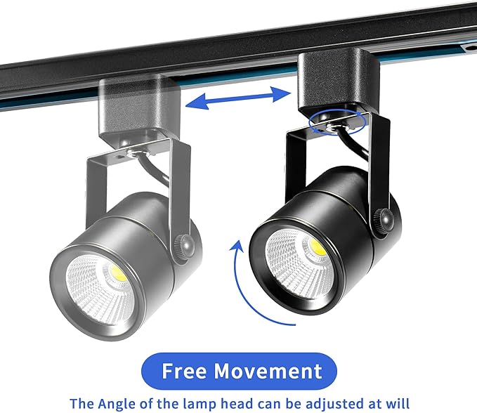 Plug in Track Lighting with Power Cord & Remote, 6-Light LED Track Lighting Kit with 6.6FT H Track Lighting Rails, Modern Kitchen Plug in Ceiling Lights Fixtures, 10W Black