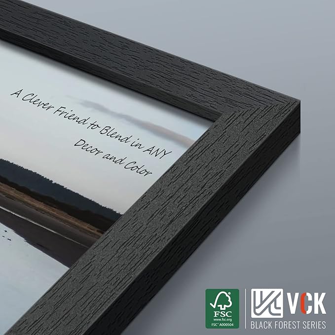 VCK 16x24 Poster Frames Set of 5, Black Solid Wood Picture Frame, Textured Exclusive Wall Gallery Frame