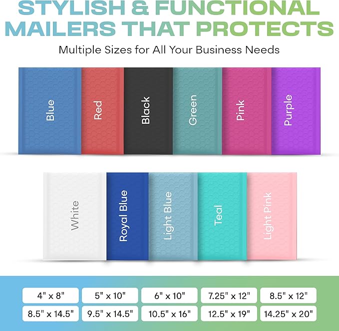 White Poly Bubble Mailers 8.5x14.5 inch #3 | Self Seal Padded Envelopes | Cushioned Bubble Mailer | Usable Size 8.5x13.5 | WaterProof | Lightweight mailing Shipping Bags | 100 Pack Bulk | Made in USA