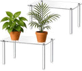 2 Pcs Extra Large 6mm Thick Acrylic Rectangular 4-leg Display Risers, Acrylic Plant Stand, Clear Shelf Riser Display Stands for Decor Collectibles Figures (16×10×8in)