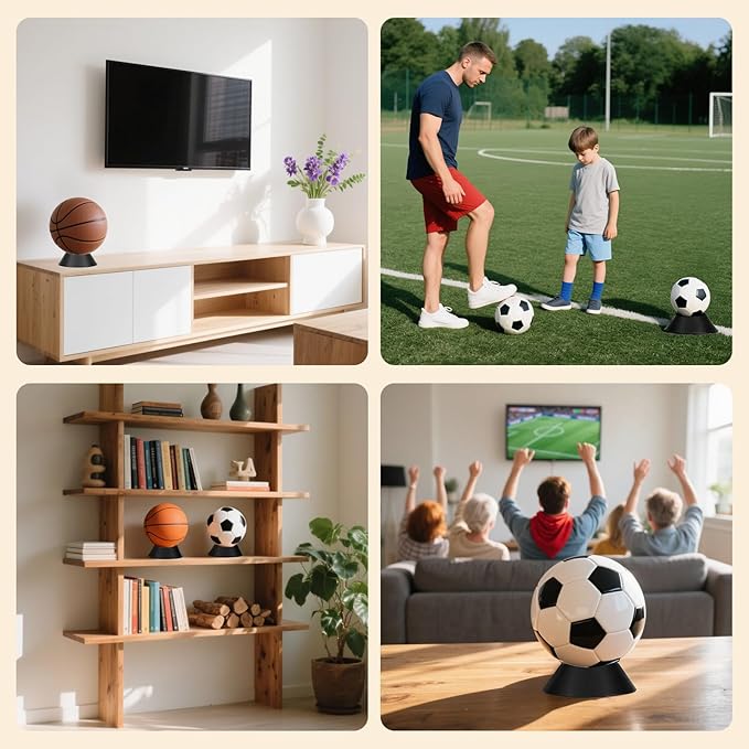 6 pcs Ball Display Stand – Durable Memorabilia Sports Ball Stand Holder for Basketball, pedestal, Soccer, Football, Volleyball Storage Rack