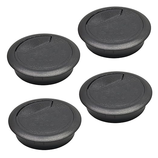 Desk Grommet 2-3/8" (60 mm), Desk Cord Hole Cover, Cable Grommet ABS Plastic, Desk Hole Grommet for Office and Home Table Cable, Detachable Adjustable Cable Cord Organizer (Black 4 Pcs)