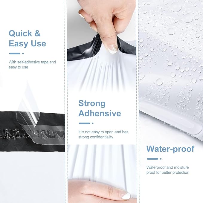 Metronic Poly Mailers 14.5x19 1000 Pcs White, Large Shipping Bags for Clothing Mailing Bags with Strong Self-sealing Adhesive Waterproof and Tear-Proof Postal Bags in Bulk