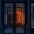 Vertical LED Open Signs for business – Super Bright - UV Printing Pattern, Remote Included - Large Size 18x45'' - Neon Open Sign for Café, Bar, Shop & Business Sign (Orange)