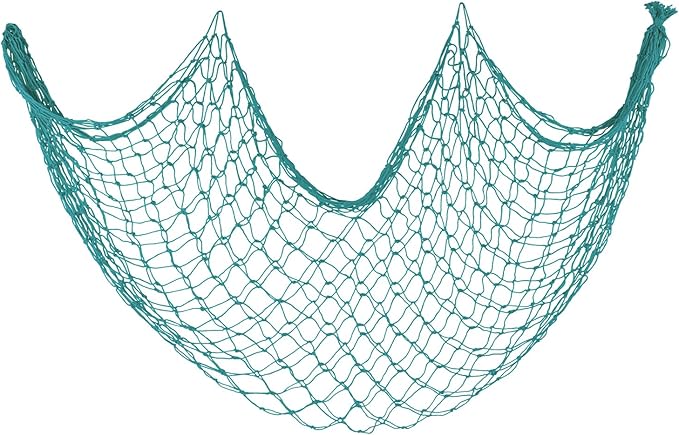 ZUEXT Aqua Decorative Fishing Net 80x40 Inch, Large Picture Fish Net, Wall Photo Hanging Fishnet for Nautical Mermaid Pirate Ocean Themed Hawaii Beach Under the Sea Party Decorations