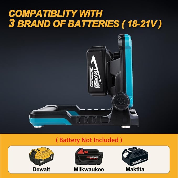 Cordless LED Work Light Compatible with Makita 18-20V Battery, Magnetic Base for Under Hood, 4000 LM 25 W Brightness Adjustable, Flickerless, (Light Only/Charger Not Included)