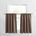 PONY DANCE Small Window Curtain - Window Treatment Tiers Blackout Rod Pocket Top Home Decor Small Drape Valances for Kitchen, 42-inch W x 30-inch L, Taupe, Pack-2