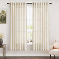 Nanspring Warm Beige Curtains 72 Inch Length for Living Room Semi Sheer Light Filtering Door Drapes 2 Panels Set for Kids Bedroom Light Filtering Back Tab Rod Pocket Modern Farmhouse Decor 52x72
