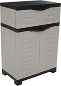 Sunnydaze Plastic Garage Storage Cabinet with Adjustable Shelf - 34.5" H - Garage, Office, Home, Laundry Room - Gray