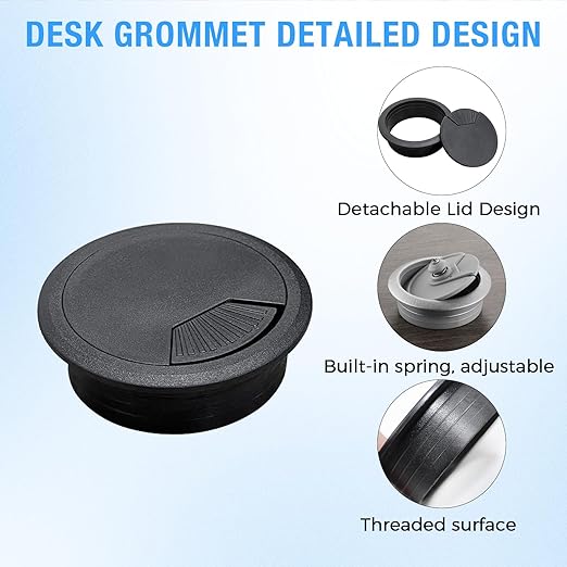 Desk Grommet 2-1/16" (53 mm), Desk Cord Hole Cover, Cable Grommet ABS Plastic, Desk Hole Grommet for Office and Home Table Cable, Detachable Adjustable Cable Cord Organizer (Reddish Brown 4 Pcs)