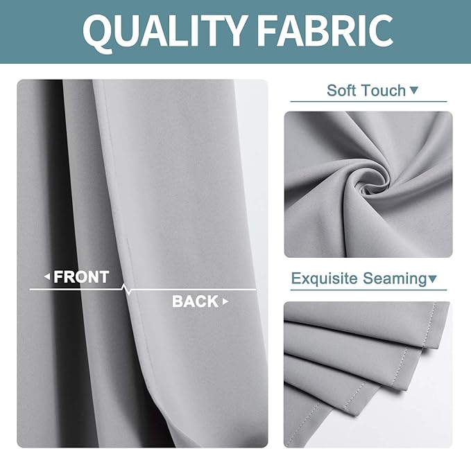 ChrisDowa Blackout Curtains 70 inches Wide for Bedroom - Extra Wide Grommet Thermal Insulated Room Darkening Curtains for Living Room (1 Panel, Light Grey, 70 x 84 Inch)