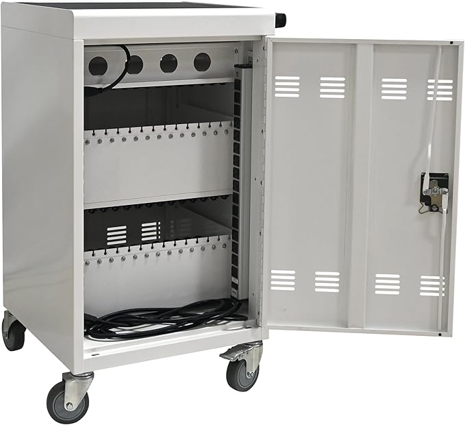 Laptop Charging Cart,35 Devices Tablet Storage Carts for pad Up to 16.3" Screen Size, Classroom Computer Mobile Charging Station for Pads, Chromebooks,Laptops, Security Storage(31+4 Bay-White)