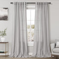 Nanspring Grey Linen Curtains for Living Room 2 Panels Set Extra Long Back Tab Light Filtering Semi Sheer Curtain Drapes for Bedroom Neutral Farmhouse Ceiling to Floor for Large Window 52x100