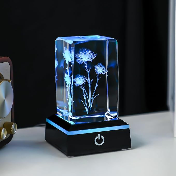 ZEERSHEE 2.5*1.5inch Multicolor LED Light Base, 6 Lighting Mode Color Change Square Display Light Base for 3D Crystal Art and Glass Ball Resin Figurine Battery/USB Power