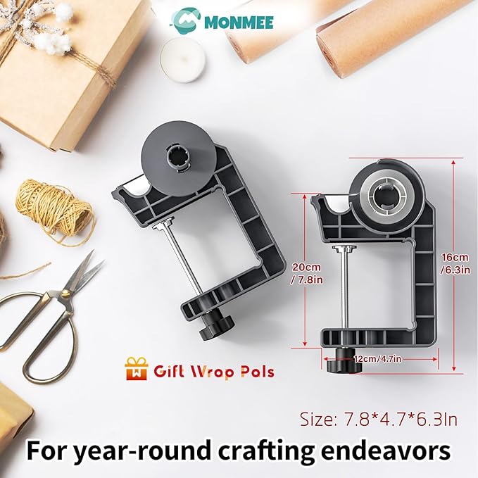Tabletop Gift Wrapping Tool with Tape Dispenser–2 Pack Adjustable Wrapping Paper Table Clamps with 2 Tapes–Perfect for Christmas, Holidays, and Crafting