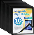 YixangDD 10 Pack Magnetic Sign Holder 8.5 x 11, Self-Adhesive Magnetic Wall Mount Sign Holder, Magnetic Document Holder for Wall Window Office Poster Store