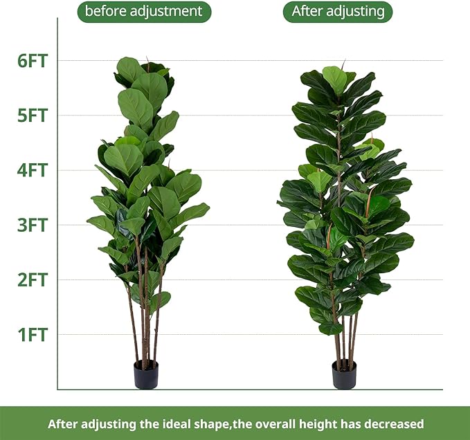 2 Pack Fiddle Leaf Fig Tree - Artificial Ficus Tree with Tall Artificial Plants Large 69 Fiddle Leaves -Fake Trees for Indoor Outdoor Home Decor Living Room