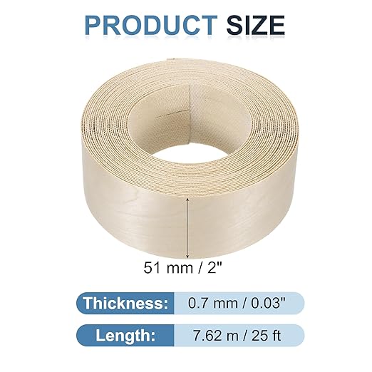 PATIKIL Birch Edge Banding, 2 Inch x 25 ft Wood Veneer Tape Pre-glued Flexible Plywood Edge Banding with Hot Melt Adhesive for Furniture Restoration