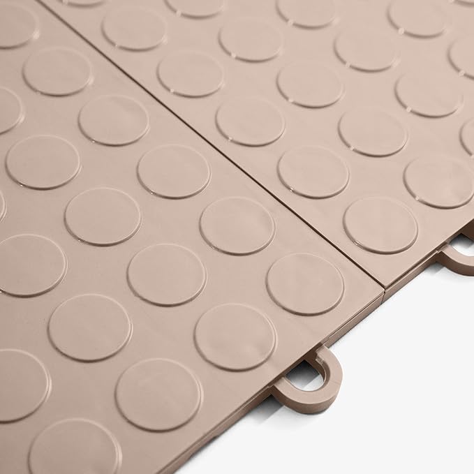 IncStores FlooringInc's Nitro 12"x12" Snap-Together Garage Flooring Tiles, Non-Slip Interlocking Plastic Floor Mat, Garage Organization & Storage, Coin Pattern, Sahara Sand, 52 Tiles, 52 Sq/Ft