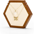 Solid Wood Hexagon Necklace Holder Stand Retail Hanging Jewelry Necklace Stand Display for Vendors(Beige)