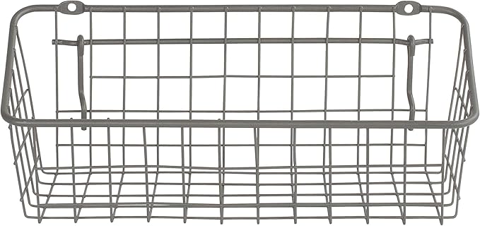 Spectrum Pegboard & Wall Mount Wire Basket Small (Industrial Gray) - Storage & Organizer for Garage, Tools, Shed, Home, Work Bench, Crafts, & More