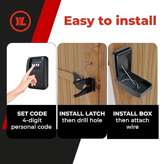 Gate Lock XLB – Secure Keyless Fence Lock and Latch with 2-Way Access – Strong Durable System for Theft Prevention and Home Security, Easy Installation on Wood or Vinyl Gates/Fences