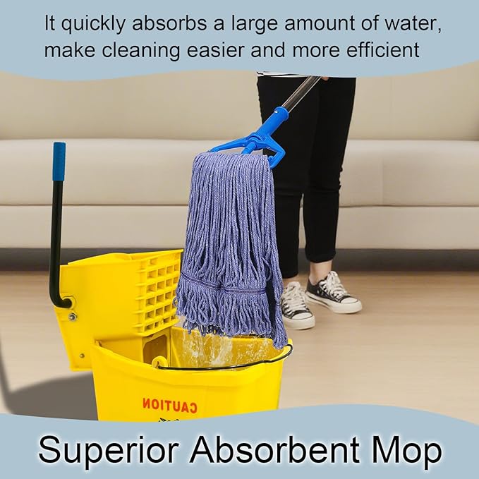 JERIA 8 Pack Heavy Duty Mop Head Replacements,String Mop Head for Commercial,Used for Home,Office and Kitchen,Washable,Reusable Mop