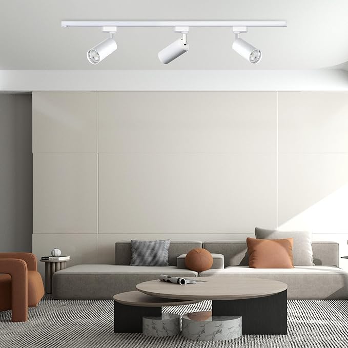 Super Brightness 4000K Natural Light Dimmable Brightness 25W 2000lm H Type LED White Track Lighting Kit System with 13 FT Track Rails, Ceiling Spotlight Fixture with Installation Package