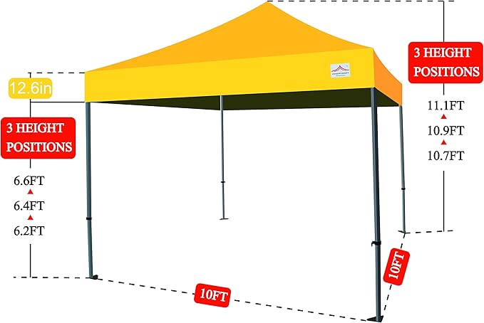 10'x10' Pop Up Canopy Tent Commercial Instant Shelter with Heavy Duty Roller Bag, 4 Canopy Sand Bags, 10x10 FT Black