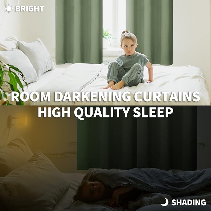 BGment Room Darkening Curtains 120 Inches Long - Grommet Thermal Insulated Drapes Window Treatment Curtains for Bedroom, 2 Panels, 52 x 120 Inch, Grass Green