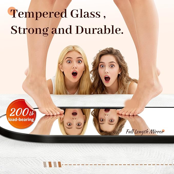 EOGOW 71" x 24" Arched Full Body Mirror,Standing or Leaning Tempered Glass Shatterproof Full Length Mirror with Stand for Bedroom Living Room Entryway,Black