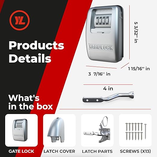 Gate Lock XLS – Secure Keyless Fence Lock and Latch with 2-Way Access – Strong Durable System for Theft Prevention and Home Security, Easy Installation on Wood or Vinyl Gates/Fences (XLS – 1-Pack)