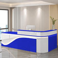 Modern Reception Desk – Front Desk, Reception Counter for Office, Checkout Counter, LED Lighting, Storage, Soft Close Drawers, Custom Logo, Fully Assembled (R,92IN)